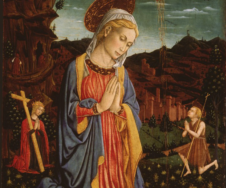 Madonna with hands folded in prayer.