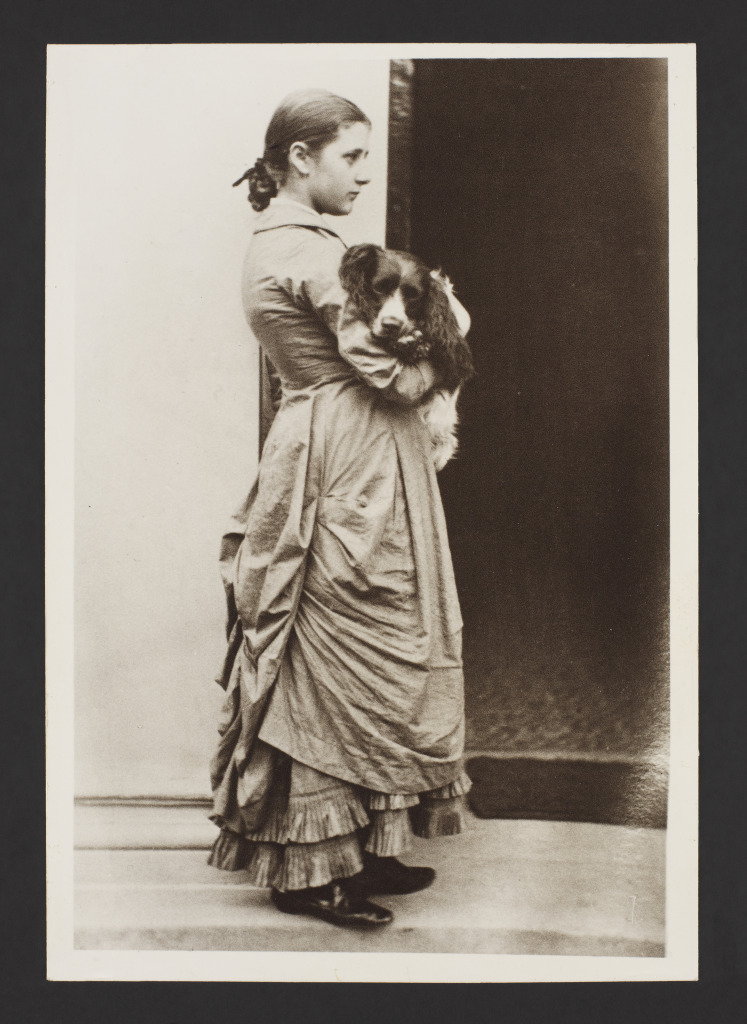 Beatrix Potter aged 15 with the family’s spaniel, Spot, ca. 1881